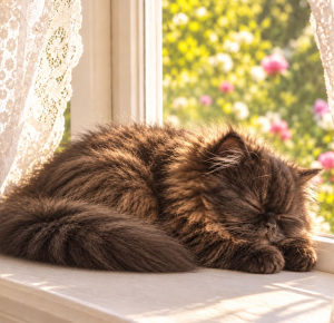 Shayla Persian kitten sitting in the window